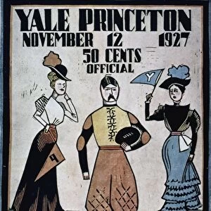 COLLEGE FOOTBALL PROGRAM. 1927 Yale-Princeton football game program cover by John