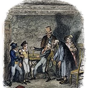 DICKENS: OLIVER TWIST, 1838. Olivers reception by Fagin and the boys