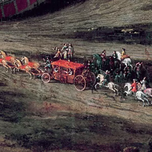 FRANCE: VERSAILLES, 1668. Coach at the Palace of Versailles