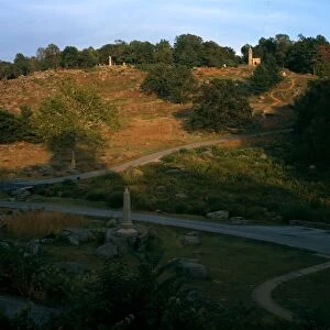 GETTYSBURG MILITARY PARK. A view of Little Round Top from Devils Den at Gettysburg