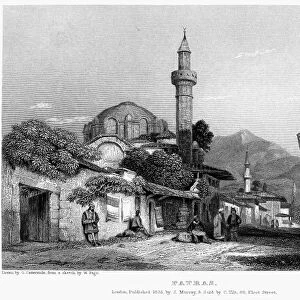 GREECE: PATRAS, 1832. View of Patras, Greece. Steel engraving, English, 1832, by Edward Finden after George Cattermole