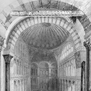 HAGIA SOPHIA, 1839, Interior view of Hagia Sophia in Istanbul, Turkey