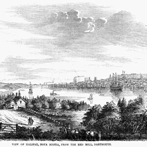 HALIFAX, NOVA SCOTIA. View of Halifax, Nova Scotia, from the red mill, Dartmouth. Wood engraving, 1853