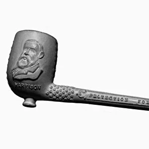 HARRISON PIPE, 1888. Pipe made during the presidential campaign of 1888, supporting the Republican candidate Benajmin Harrison