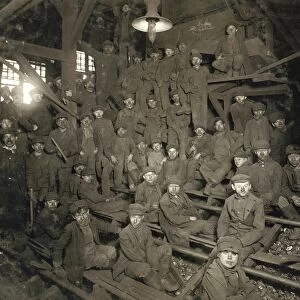 HINE: BREAKER BOYS, 1911. Boy laborers at noon hour in the Ewen Breaker at the