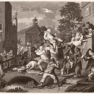 HOGARTH: ELECTION. Chairing the Member. Engraving after the etching by William Hogarth (1697-1764)