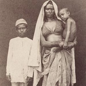 INDIA: WOMAN & CHILDREN. Photograph of an Indian woman and her two children, c1890