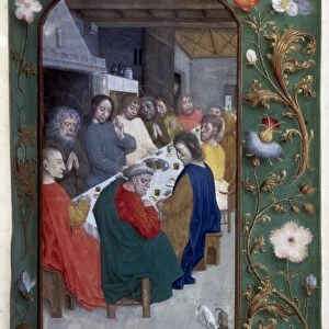 JESUS: LAST SUPPER. Illumination from a Flemish Breviary, c1500