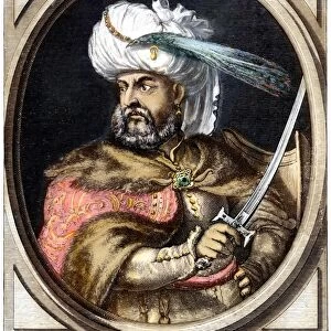 KARA MUSTAFA d. 1683. Grand vizier of Turkey (1676-83). Contemporary engraving