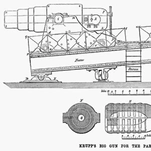 KRUPP CANNON, 1867. Diagram of a Krupp cannon exhibited at the Paris World Exposition of 1867
