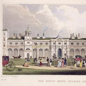 LONDON: CHARING CROSS, 1830. The Kings Mews, Charing Cross, London. Line engraving, c1830