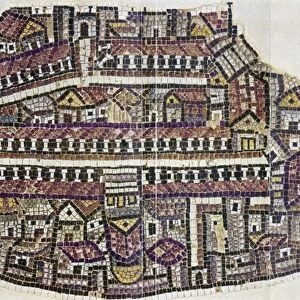 MADABA MAP, 6TH CENTURY. The Madaba Mosaic Map, the oldest known map of the city of Jerusalem