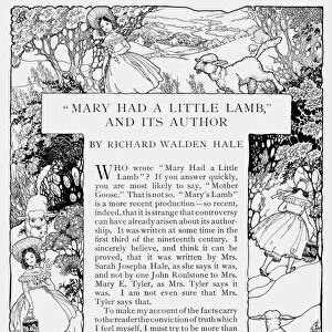 MARY HAD A LITTLE LAMB. Ornamental drawing, 1904, for Sarah Josepha Hales Mary
