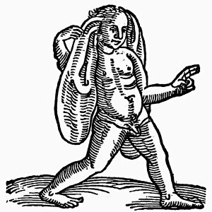 MONSTER, 1557. Large-eared man. Woodcut from the Prodigiorum of Conrad Lycosthenes