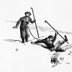 MOUNTAINEERS, 19th CENTURY. Wood engraving, 19th century
