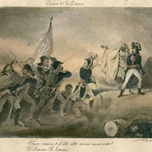 NAPOLEON IN EGYPT, 1798. French troops under Napoleon Bonaparte (right) cope with
