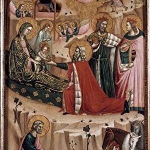 THE NATIVITY. And Adoration of the Magi. Master of the Gamier-Parry Nativity. Panel. Early 14th century