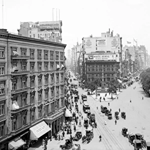 NEW YORK CITY, c1905. A view up Broadway and 5th Avenue in New York City. Photograph