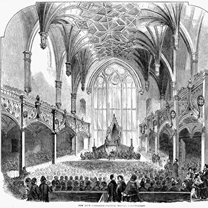 NEW YORK UNIVERSITY, 1856. The annual commencement of the Medical department of New York University at the university chapel in Washington Square, 5 March 1856. Contemporary wood engraving