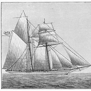 OCEANOGRAPHY: HIRONDELLE. The Hirondelle, a yacht used for oceanographic research by Prince Albert I of Monaco. Wood engraving, German, c1900