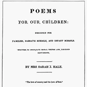 POEMS FOR OUR CHILDREN. Title page of the first edition of Sarah Josepha Hale s