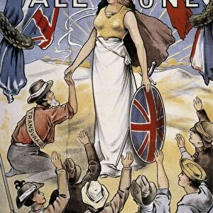 POSTER: ALL ONE, 1900. All One. British poster, 1900, with sanguine view of Britannia