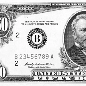 President Ulysses S. Grant on the front of a U.s fifty dollar note, 1969
