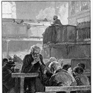 PRIMITIVE METHODISTS, 1888. Primitive Methodists at Prayer. Wood engraving after William Holt Yates Titcombs painting, c1888, of the Primitive Methodist congregation of Fore Street, St. Ives, England