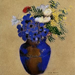 REDON: VASE OF FLOWERS. Pastel drawing by Odilon Redon (1840-1916)