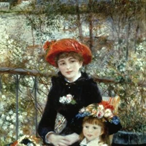 RENOIR: TWO SISTERS, 1881. Pierre Auguste Renoir: Two Sisters on the Terrace. Oil on canvas, 1881