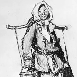 RUSSIA: PEASANT. A traditional Russian peasant. Charcoal drawing, 19th century