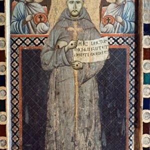 SAINT FRANCIS OF ASSISI. Master of Saint Francis: Saint Francis of Assisi (1182-1226) between two angels. Wood, 13th century