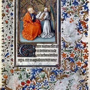 SAINT MATTHEW. Portrait of St. Matthew from a French Book of Hours, c1440