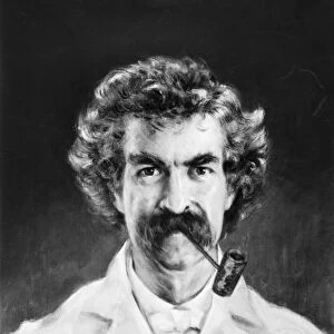 SAMUEL LANGHORNE CLEMENS (1835-1910). Mark Twain. American humorist and writer. Oil on canvas by James Carroll Beckwith, 1890