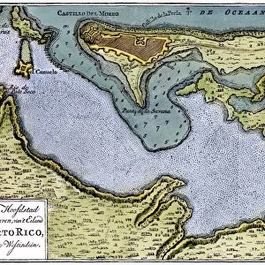 SAN JUAN, PUERTO RICO. From an engraved Dutch map, 1766