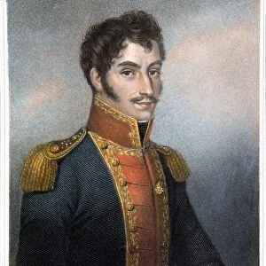 SIMON BOLIVAR (1783-1830). South American statesman, soldier, and revolutionary leader. Contemporary English stipple engraving
