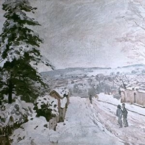 SISLEY: LOUVECIENNES, 1872. La route du coeur volant a Louveciennes en hiver. Canvas, 1872, by Alfred Sisley