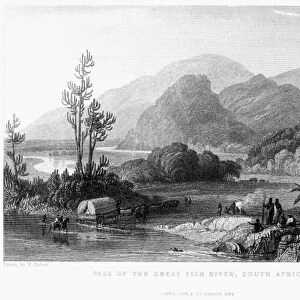 SOUTH AFRICA, 1841. Pass of the Great Fish River, South Africa. Steel engraving by F. Goodall, after a drawing by William Purser. London, England, 1841