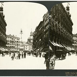 SPAIN: CALLE SEVILLA, c1907. Calle Sevilla, Madrid, Espana. Stereograph, c1907