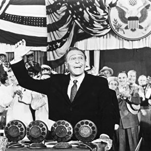 SUNRISE AT CAMPOBELLO. Franklin Delano Roosevelt (played by Ralph Bellamy) accepting the presidential nomination at the Democratic Convention in the film Sunrise at Campobello, 1960