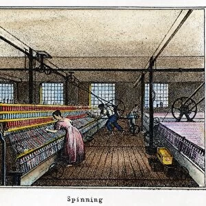 TEXTILE MANUFACTURE, c1836. Mule spinning