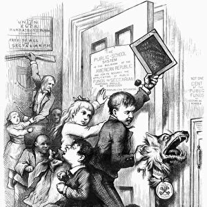 TILDEN: CARTOON, 1876. Tildens Wolf at the Door, Gaunt and Hungry. Do Not Let Him In