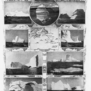 TITANIC: ICEBERGS, 1912. Icebergs off Newfoundland, where the Titanic sank, April 14-15, 1912