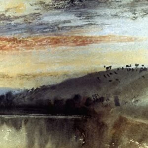 TURNER: PETWORTH LAKE. Petworth Lake at Sunset. Oil on canvas, c1829, by Joseph Mallord William Turner