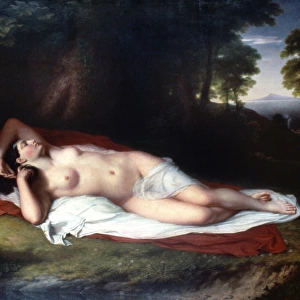 VANDERLYN: ARIADNE ASLEEP. Ariadne Asleep on the Island of Naxos Oil on canvas by John Vanderlyn, 1814