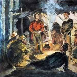 VOYAGEURS in Camp for the Night: illustration by Frederic Remington