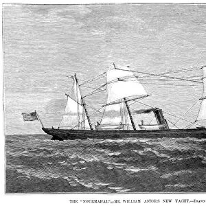 WILLIAM ASTOR: NOURMAHAL. William Backhouse Astor, Jr.s steam yacht, Nourmahal. Line engraving from an American newspaper of 1884