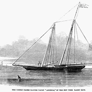 YACHTING, 1851. The United States clipper yacht, America, of the New York Yacht Club. Line engraving