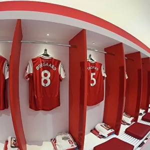 Arsenal FC: Saka and Odegaard Gear Up in Emirates Changing Room Ahead of Arsenal v Newcastle United (2022-23)