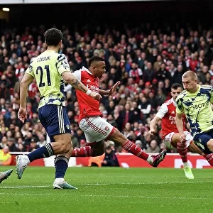 Arsenal's Gabriel Jesus Scores Third Goal Against Leeds United in the Premier League (2022-23)
